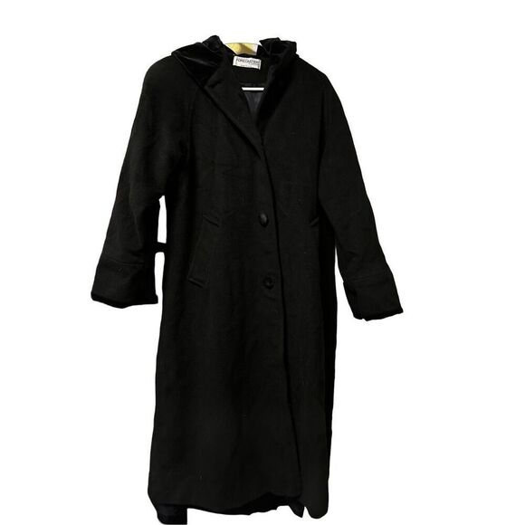 Vintage Womens Forecaster of Boston Hooded 100% Wool Long Coat Sz 6 Medium M Mad - Picture 1 of 3